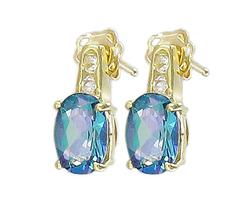 10k Yellow Gold Blue Topaz Earringsyellow 