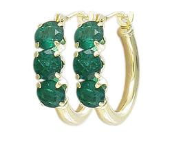 10k Yellow Gold Emerald Hoop Earringsyellow 