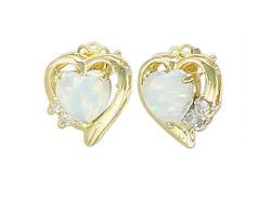 10k Yellow Gold Opal Topaz Earringsyellow 