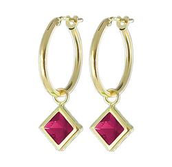 10k Yellow Gold Red Ruby Hoop Earringsyellow 