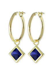 10k Yellow Gold Blue Sapphire Hoop Earringsyellow 