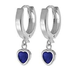 10k White Gold Blue Sapphire Hoop Earringswhite 