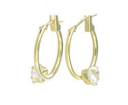 14k Yellow Gold Hoop Cubic Zirconia Earringsyellow 