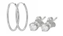 Sterling Silver Hoop Cubic Zirconia Earringssterling 