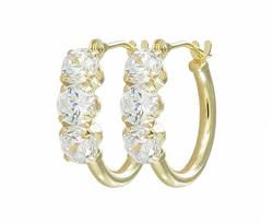 Yellow Gold Hoop Cubic Zirconia Earringsyellow 