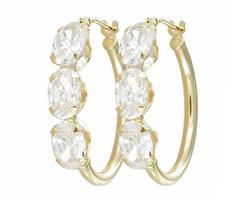 10k Yellow Gold Hoop Cubic Zirconia Earringsyellow 