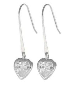 10k White Gold Heart Shaped Cubic Zirconia Earringswhite 