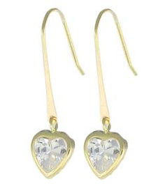 10k Yellow Gold Heart Shaped Cubic Zirconia Earringsyellow 