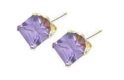 10k Yellow Gold Amethyst Cubic Zirconia Earringsyellow 