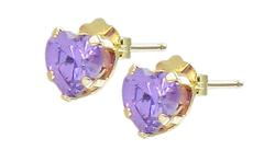 10k Yellow Gold Amethyst Cubic Zirconia Earringsyellow 