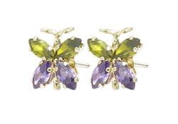 10k Yellow Gold Amethyst Cubic Zirconia Earringsyellow 