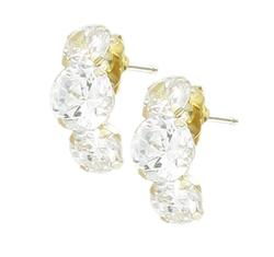 10k Yellow Gold Hoop Cubic Zirconia Earringsyellow 