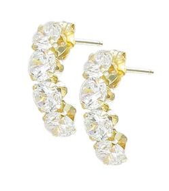 10k Yellow Gold Hoop Cubic Zirconia Earringsyellow 