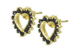 Gold Black Sapphire Heart Shaped Earringsgold 