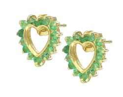 Gold Green Emerald Heart Shaped Earringsgold 