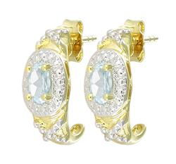 Gold Blue Topaz Earringsgold 