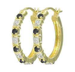 Yellow Gold Sapphire Hoop Diamond Earringsyellow 