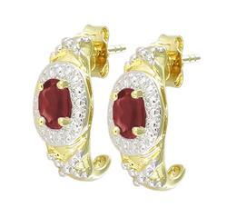 Gold Garnet Diamond Earringsgold 