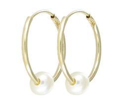 14k Yellow Gold Red Black Pearl Hoop Earringsyellow 