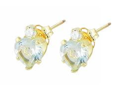 10k Yellow Gold Heart Shaped Cubic Zirconia Earringsyellow 