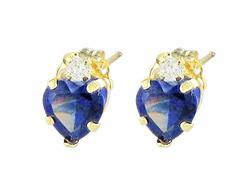 10k Yellow Gold Sapphire Heart Shaped Cubic Zirconia Earringsyellow 