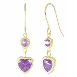 10k Yellow Gold Amethyst Heart Shaped Earringsyellow 