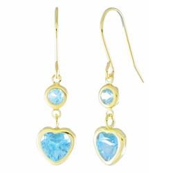 10k Yellow Gold Blue Topaz Heart Shaped Earringsyellow 