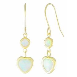 10k Yellow Gold Opal Heart Shaped Earringsyellow 