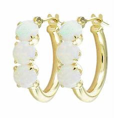 10k Yellow Gold Opal Hoop Earringsyellow 