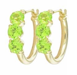 10k Yellow Gold Peridot Hoop Earringsyellow 