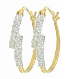 10k Yellow Gold Hoop Diamond Earringsyellow 