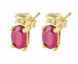 10k Yellow Gold Ruby Diamond Earringsyellow 