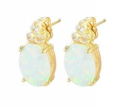 10k Yellow Gold Opal Topaz Earringsyellow 