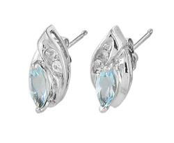 10k White Gold Aquamarine Sapphire Topaz Earringswhite 