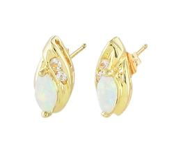 10k Yellow Gold Opal Sapphire Topaz Earringsyellow 