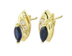 10k Yellow Gold Blue Sapphire Earringsyellow 