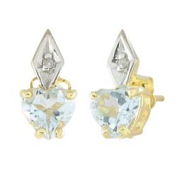 10k Yellow Gold Blue Aquamarine Diamond Earringsyellow 