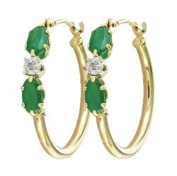 10k Yellow Gold Emerald Hoop Diamond Earringsyellow 