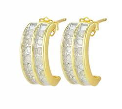 14k Yellow Gold Hoop Diamond Earringsyellow 