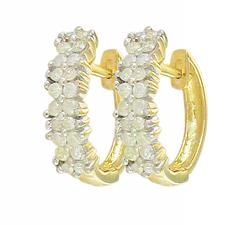 10k Yellow Gold Hoop Diamond Earringsyellow 