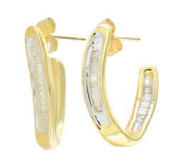 10k Yellow Gold Hoop Diamond Earringsyellow 