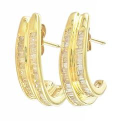 10k Yellow Gold Hoop Diamond Earringsyellow 