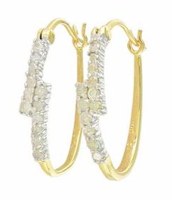 10k Yellow Gold Hoop Diamond Earringsyellow 