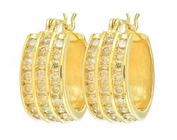 14k Yellow Gold Hoop Diamond Earringsyellow 