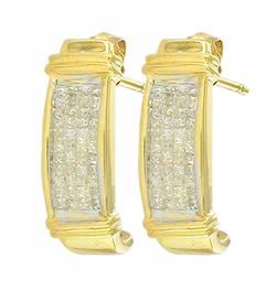 10k Yellow Gold Hoop Diamond Earringsyellow 