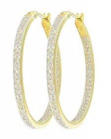 10k Yellow Gold Hoop Diamond Earringsyellow 