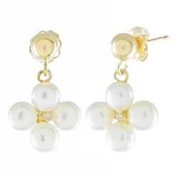 10k Yellow Gold Red Pearl Diamond Earringsyellow 