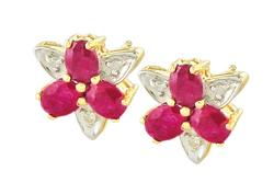 10k Yellow Gold Ruby Diamond Earringsyellow 