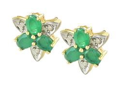 10k Yellow Gold Emerald Diamond Earringsyellow 