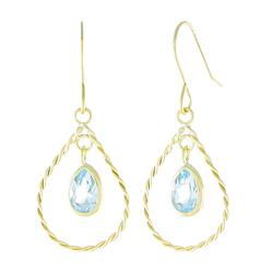 14k Yellow Gold Blue Topaz Earringsyellow 